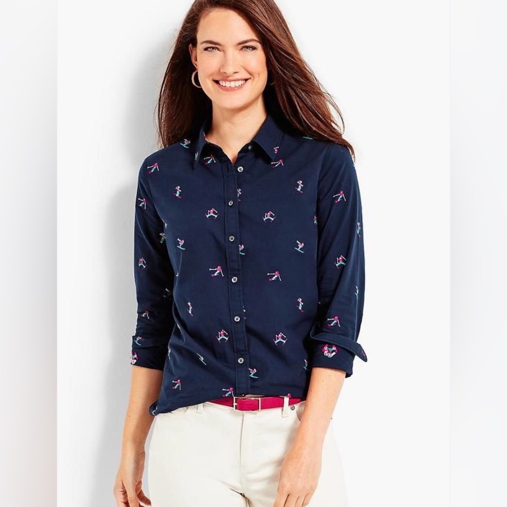 🌺TALBOTS SKIER 100% COTTON OXFORD SHIRT SIZE MENDIUM🌺